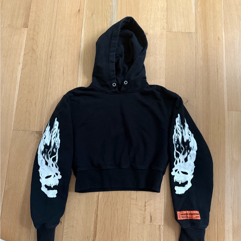 Heron Preston Black Cropped Hoodie